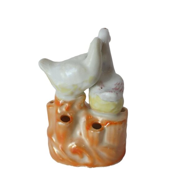 Vintage Noritake Lusterware Ducks Flower Frog 6 Holes Geese - Picture 4 of 5